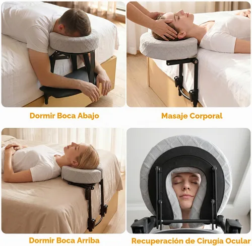 Vista 3 de Massage Headrest for Bed, Adjustable Bed Face Cradle Holder with Armrest