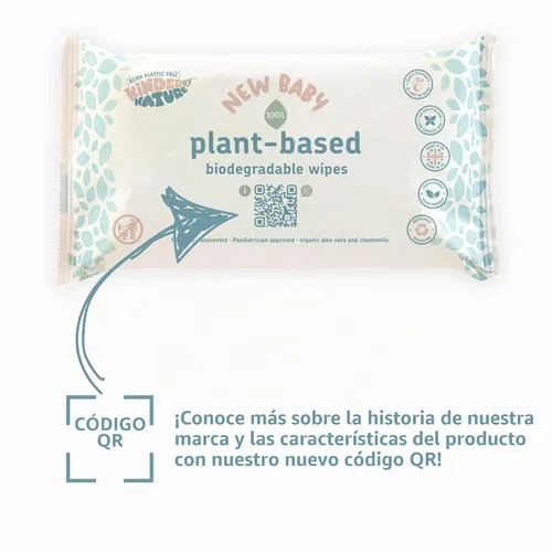 Vista 7 de Kinder by Nature Toallitas para bebés a base de plantas, 100% biodegradables y compostables, 672 unidades (12 paquetes de 56), 99% ingredientes a