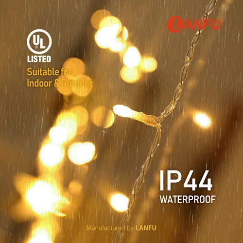Vista 6 de 400 LED, 32 pies, 75 caídas de luces de carámbano, luces de Navidad en racimo para interior y exterior, luces de cadena enchufables, 8 funciones