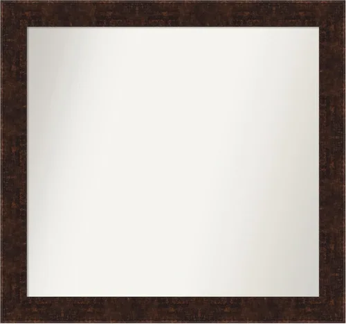 Vista 31 de Amanti Art Espejo de baño de bronce para sobre fregadero, 24 x 24 pulgadas, espejo de tocador cuadrado estrecho de bronce Manhattan, marco de madera