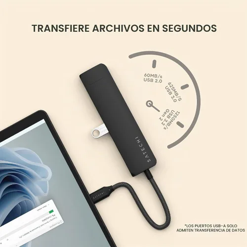 Vista 5 de Satechi Hub USB-C 7 en 1 con Ethernet, HDMI 4K/60Hz, negro Negro - Slim PLUS