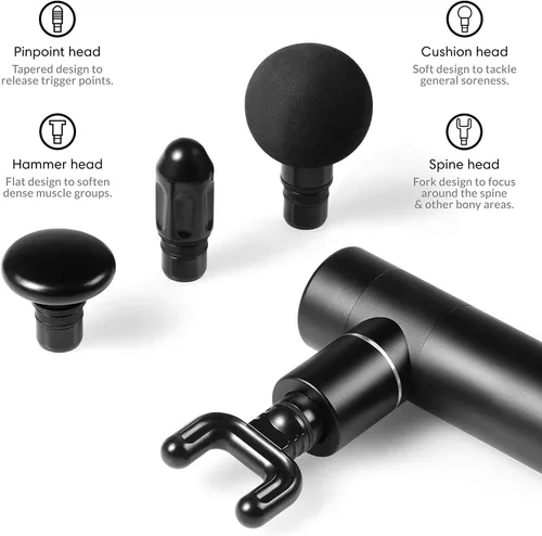 Vista 4 de YIGM Mini pistola de masaje portátil de percusión pistola de masaje eléctrica, masajeador portátil de cuerpo, cuerpo completo de aluminio, motor sin