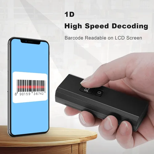 Vista 3 de Escáner de código de barras inalámbrico, mini router automático de código de barras CCD 1D, escáner de código de barras recargable con receptor 2.4G