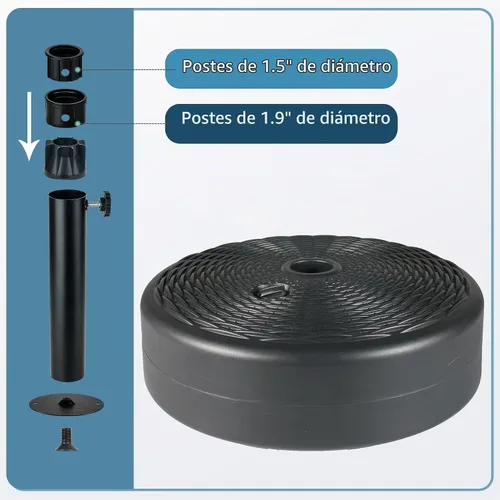 Vista 3 de FLAME&SHADE Base para sombrilla de patio, 60 libras, 17.7 pulgadas, base de sombrilla rellena de agua resistente para mesa de mercado, jardín