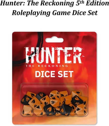 Vista 2 de Renegade Game Studios Hunter: The Reckoning - Juego de dados de 5ª edición - Dados d10 naranja y negro