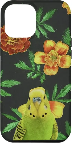 Vista 6 de iPhone 15 Parakeet Budgie Marigolds Orange Yellow Plant Pattern Case