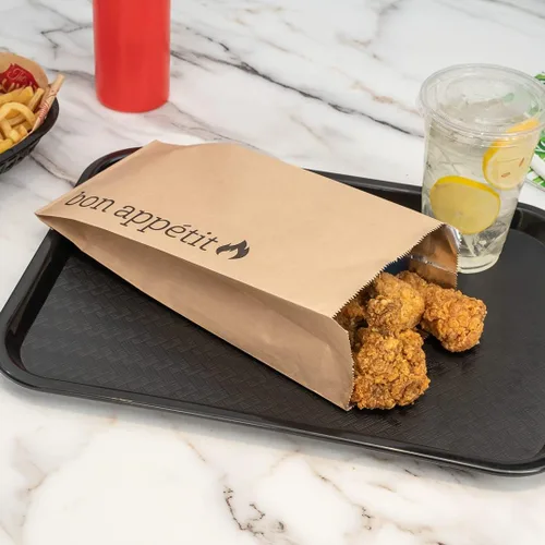 Vista 3 de Restaurantware Bag Tek - Bolsas de papel de aluminio de 6.5 x 4.1 pulgadas, 100 envoltorios para perros calientes de medio galón, papel de estraza