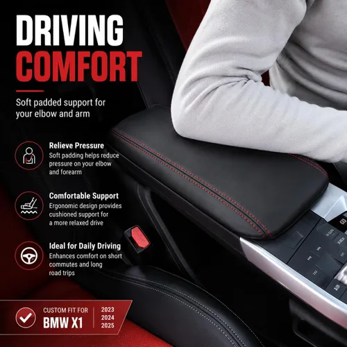Vista 7 de Accesorios interiores personalizados para BMW X1 2023 2024 2025 Funda de cuero para reposabrazos central, cojín protector de reposabrazos central