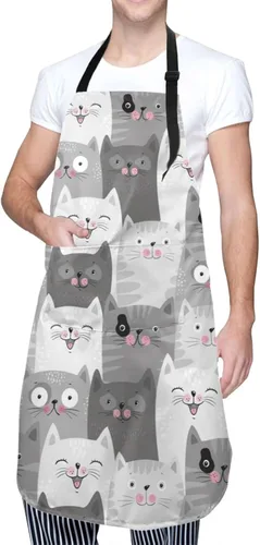 Vista 2 de Waldeal Delantales con diseño de gatos lindos para mujeres con bolsillos, regalos de cumpleaños de Navidad para hombres, chef, mamá, papá, esposa