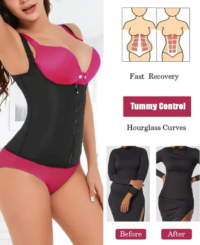 Vista 2 de GainKee, corsé para cinturón de clip y cremallera para mujer, neopreno, chaleco de sudor para dar forma al cuerpo