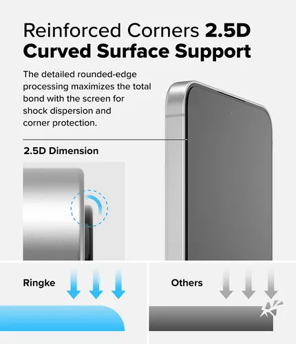 Vista 5 de Ringke Vidrio templado Easy Slide [súper fácil de instalar] compatible con Samsung Galaxy S24 FE, protector de pantalla, compatible con fundas