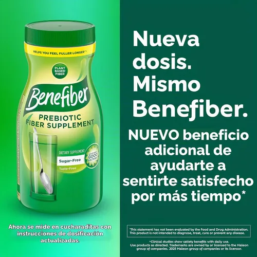 Vista 8 de Suplemento de fibra Benefiber, sin azúcar, 1, 1 Plant-based Prebiotic Fiber Powder, Sugar-Free, Dissolves Clear and Tasteless, GLP-1 Support for
