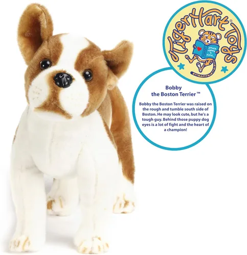 Vista 3 de TigerHart Bobby The Boston Terrier Boxer - Peluche de animal de peluche de perro grande de 14.5 pulgadas