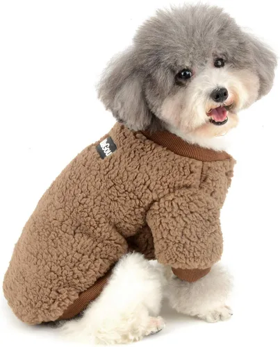 Vista 8 de Zunea Suéter de invierno para perros pequeños, ropa de vellón para cachorros, sherpa cálida chaqueta de chihuahua, ropa de otoño para mascotas