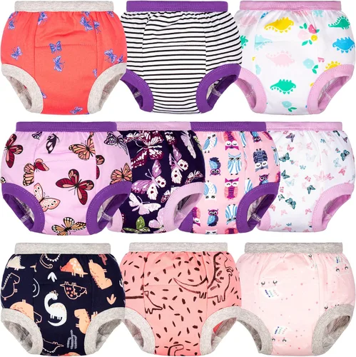 Vista 11 de BIG ELEPHANT Ropa interior de entrenamiento para ir al baño, 100% algodón, absorbente, unisex, pantalones para niños y niñas Serie Floral