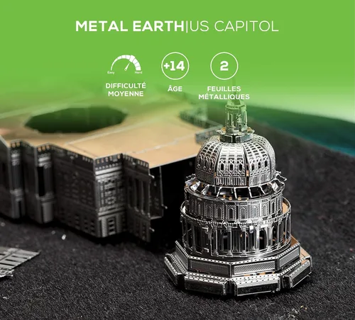 Vista 6 de Metal Earth Serie Premium US Capitol 3D Kit de modelo de metal Fascinaciones