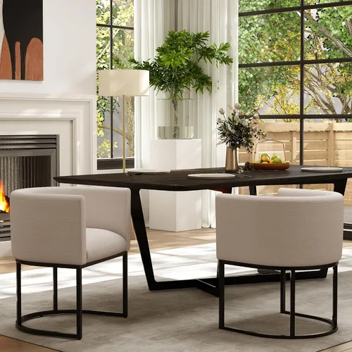 Vista 30 de RIVOVA - Silla tapizada para comedor, silla lateral moderna de barril, sillas tapizadas para comedor, silla cómoda para cocina, silla lateral