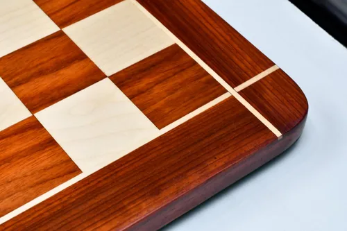 Vista 3 de CHESSBAZAAR Tablero de ajedrez de madera de 23 x 23 pulgadas, sin piezas, borde redondo, fabricado con la mejor madera de rosa de brote rojo