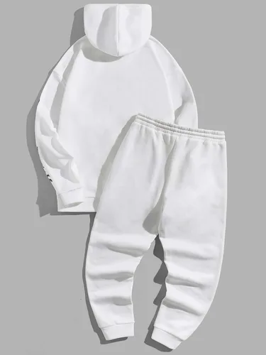 Vista 2 de GORGLITTER Conjunto deportivo de 2 piezas para hombre, sudadera con capucha y estampado de letras florales