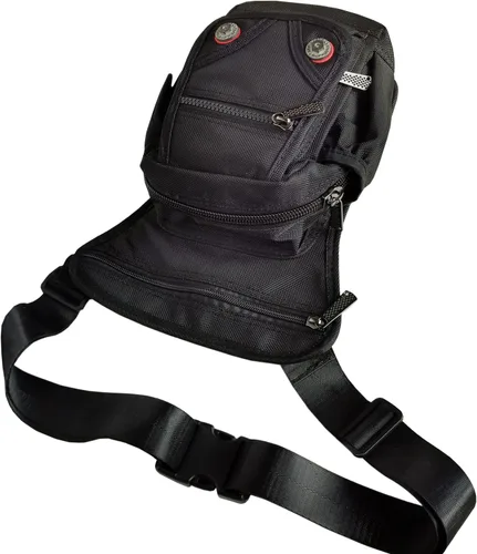 Vista 4 de Bolsa de nailon para la pierna, bolsa de muslo Riñonera táctica para hombro, Negro -, M