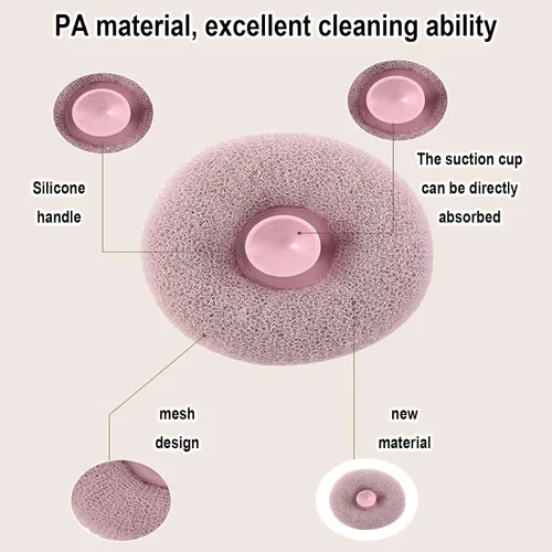 Vista 3 de Cepillo de limpieza de esponja de baño, esponja exfoliante súper suave, cepillo de limpieza para ducha, mujeres, masaje, baño, esponja exfoliante