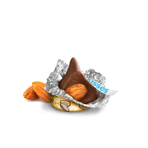 Vista 4 de HERSHEY'S KISSES - Bolsa a granel de chocolate con leche con almendras y caramelos, 60 onzas Hershey Kisses a granel, Kosher y sin gluten