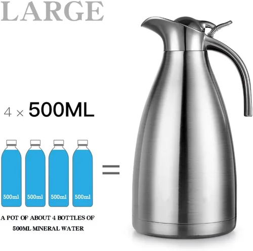 Vista 5 de Sumerflos Jarra térmica de café de acero inoxidable de 68 onzas/termo de doble pared con aislamiento al vacío, retención de calor de 12 horas, 2 Azul