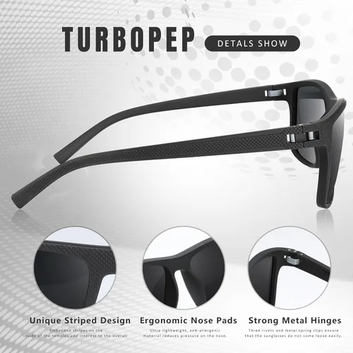 Vista 4 de Square Polarized Sunglasses for Men and Women Lightweight Frame Sun Glasses with UV Protection