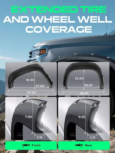 Vista 5 de Guardabarros YHTAUTO estilo remachado con pernos de bolsillo para Sierra 1500 2007-2013 Compatible with GMC Sierra 1500