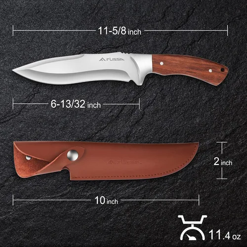 Vista 9 de Flissa Kit de aderezo de campo de caza y cuchillo de caza con funda de cuero