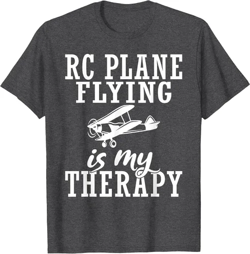 Vista 47 de RC Plane Flying is My Therapy RC Plane T-Shirt Asphalt Grey