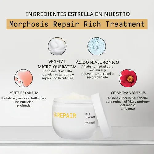Vista 4 de Framesi Morphosis Repair Rich Treatment, mascarilla nutritiva