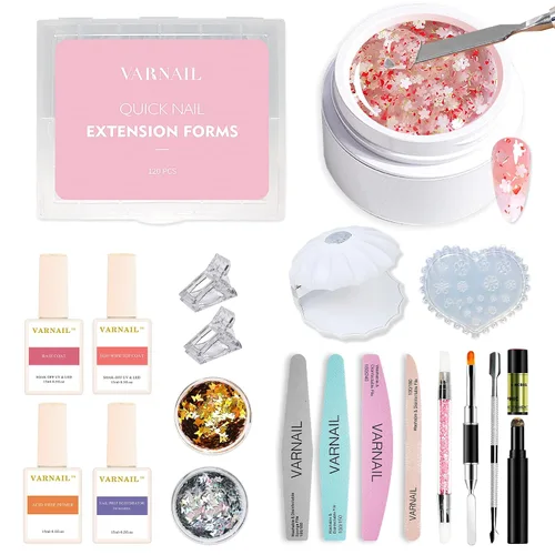 Vista 7 de VARNAIL Kit de extensión de uñas, gel de construcción sólido, gel de construcción de uñas no pegajoso con gel básico y herramientas, lámpara