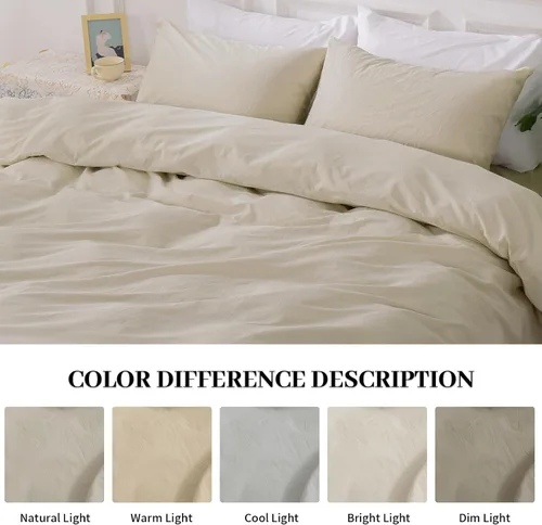 Vista 107 de NEXHOME PRO Funda de edredón Twin XL 100% algodón lavado, transpirable, duradera, texturizada, similar al lino, juego de ropa de cama para el hogar