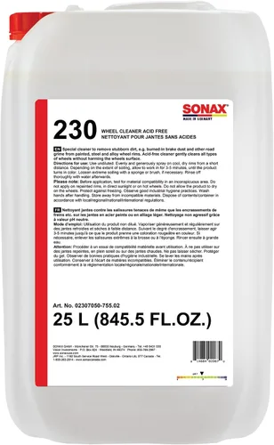 Vista 5 de SONAX Limpiador de Llantas Plus 230400 Limpiador de llantas sin ácido, que cambia de color, para quitar el polvo de frenos, la suciedad