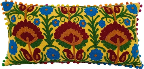 Vista 8 de Trade Star - Funda de almohada bordada de 100 % algodón, larga, de diseño, hermosa decoración de sofá, 12 x 24 pulgadas, funda de cojín decorativa