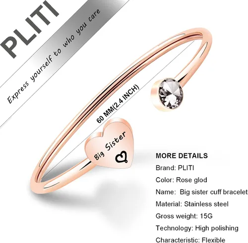 Vista 2 de PLITI Big Sis Little Sis Gifts - Pulseras para 2 pulseras de amistad