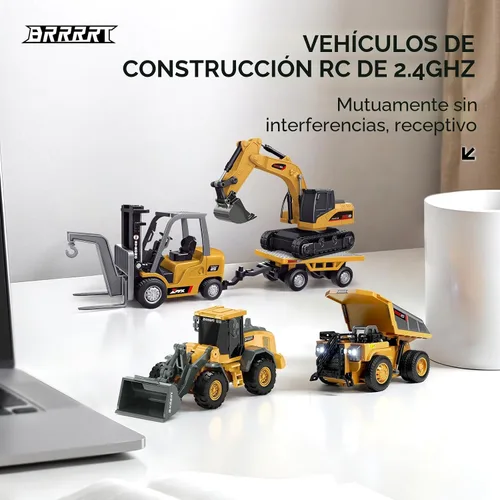 Vista 7 de BRRRRT 1/64 RC Bulldozer juguete, vehículos de construcción RC de proporción completa soporta empuje, levantamiento, movimiento, aleación de carga