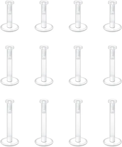 Vista 11 de AVYRING Juego de joyas transparentes para piercing de tabique, retenedores de nariz, labio, lengua, oreja, anillos de nariz transparentes
