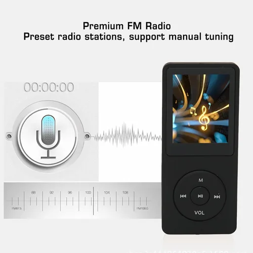 Vista 7 de Reproductor MP3 MP4 8GB de memoria 64 GB expandible, 30 horas de reproducción, ligero y portátil, fácil de usar, calidad de sonido sin pérdidas