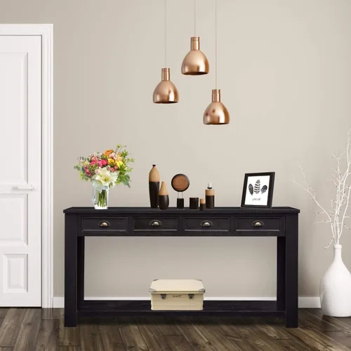 Vista 8 de kinbor Mesa consola larga para sofá, mesa de sofá de madera, mesas de entrada con 4 cajones y estante de almacenamiento para entrada, pasillo, sala