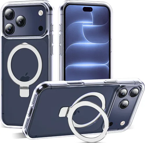 Vista 129 de SKYLMW - Funda compatible con iPhone 11 de 6.1 pulgadas, con soporte magnético invisible tipo anillo, funda translúcida de grado militar, compatible