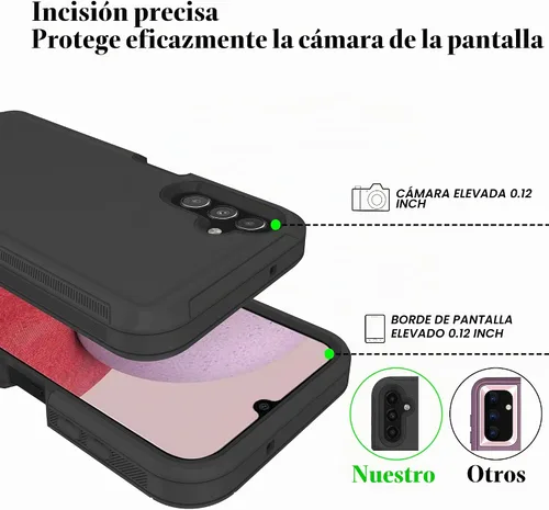 Vista 3 de ONOLA Funda compatible con Samsung Galaxy A14 5G con protector de pantalla HD, resistente a los golpes y a las caídas, funda de 3 capas para Samsung