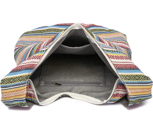 Vista 135 de Bolsa de hombro para mujer, de lona en estilo hippie/bohemio para llevar cruzada al hombro, disponible en diferentes colores y estampados