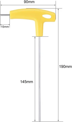 Vista 2 de uxcell Llave hexagonal métrica con mango en T de brazo largo de 0.118 in, acabado cromado