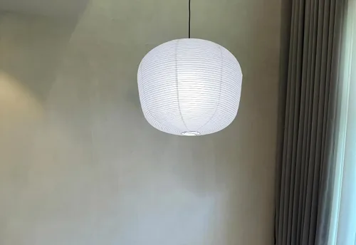 Vista 4 de Linterna de papel grande de 19.69 pulgadas, pantalla de lámpara de papel de calabaza de cera blanca, pantalla de lámpara de papel de arroz plegable