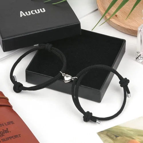 Vista 4 de Pulseras magnéticas para parejas, pulseras de atracción mutua, votos de amor eterno, pulseras de pareja ajustables, regalos de joyería expresan amor