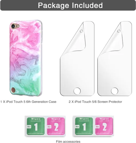 Vista 5 de IDWELL - Funda para iPod Touch 7ª generación con 2 protectores de pantalla, funda para iPod Touch 6 y iPod 5, ajuste delgado, antiarañazos