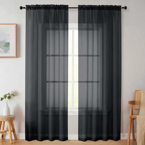 Vista 155 de 2 paneles de cortinas traslúcidas blancas para dormitorio, sala de estar, 96 pulgadas de largo, modernas, suaves, ligeras, con bolsillo para barra
