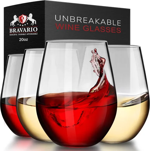 Vista 9 de Bravario Copas de vino de plástico irrompibles sin tallo, reutilizables, 100% plástico Tritan inastillables, aptas para lavavajillas, sin BPA